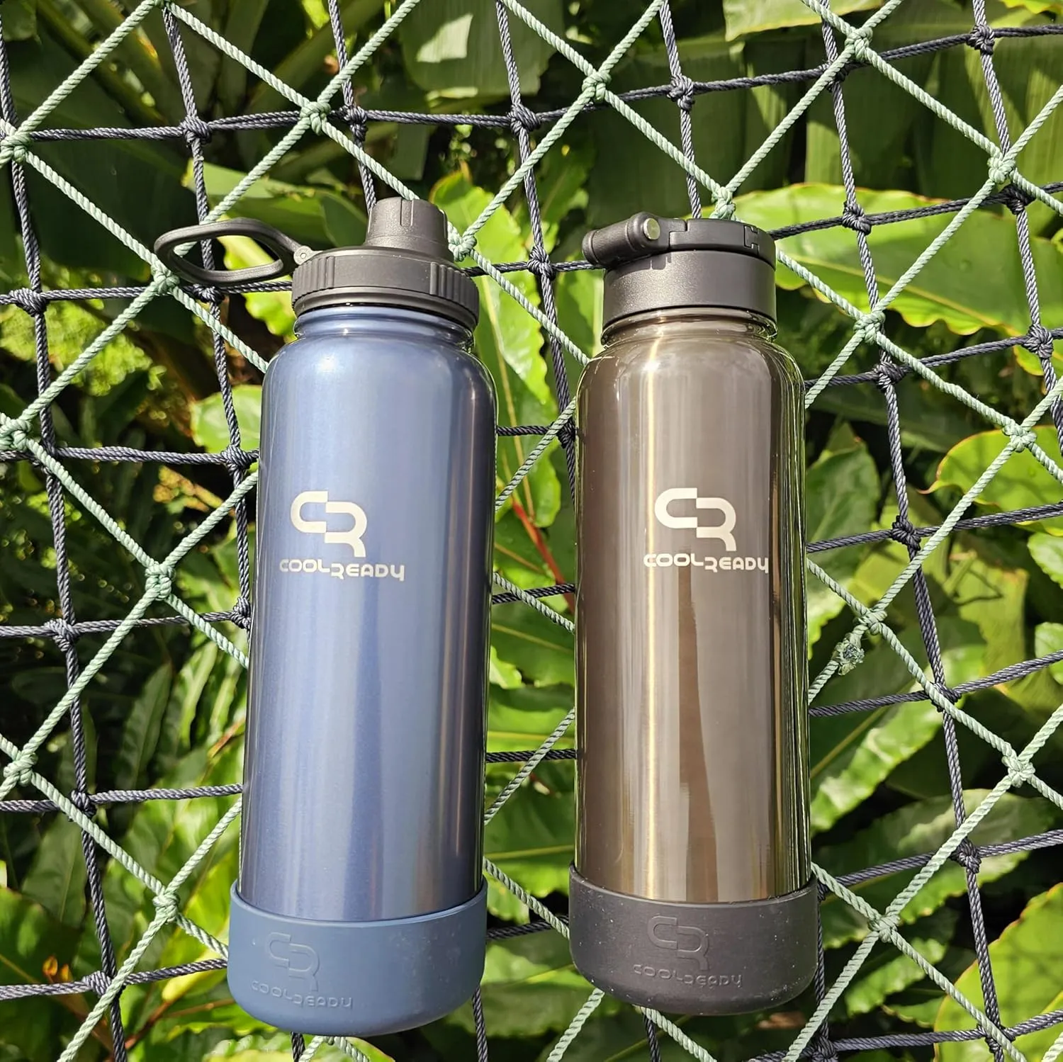 40oz Black Double Walled Insulated Stainless Steel Water Bottle with Straw Lid, Chug Lid, Silicon Boot, Wide Mouth, Workout Bottle for Men and Women