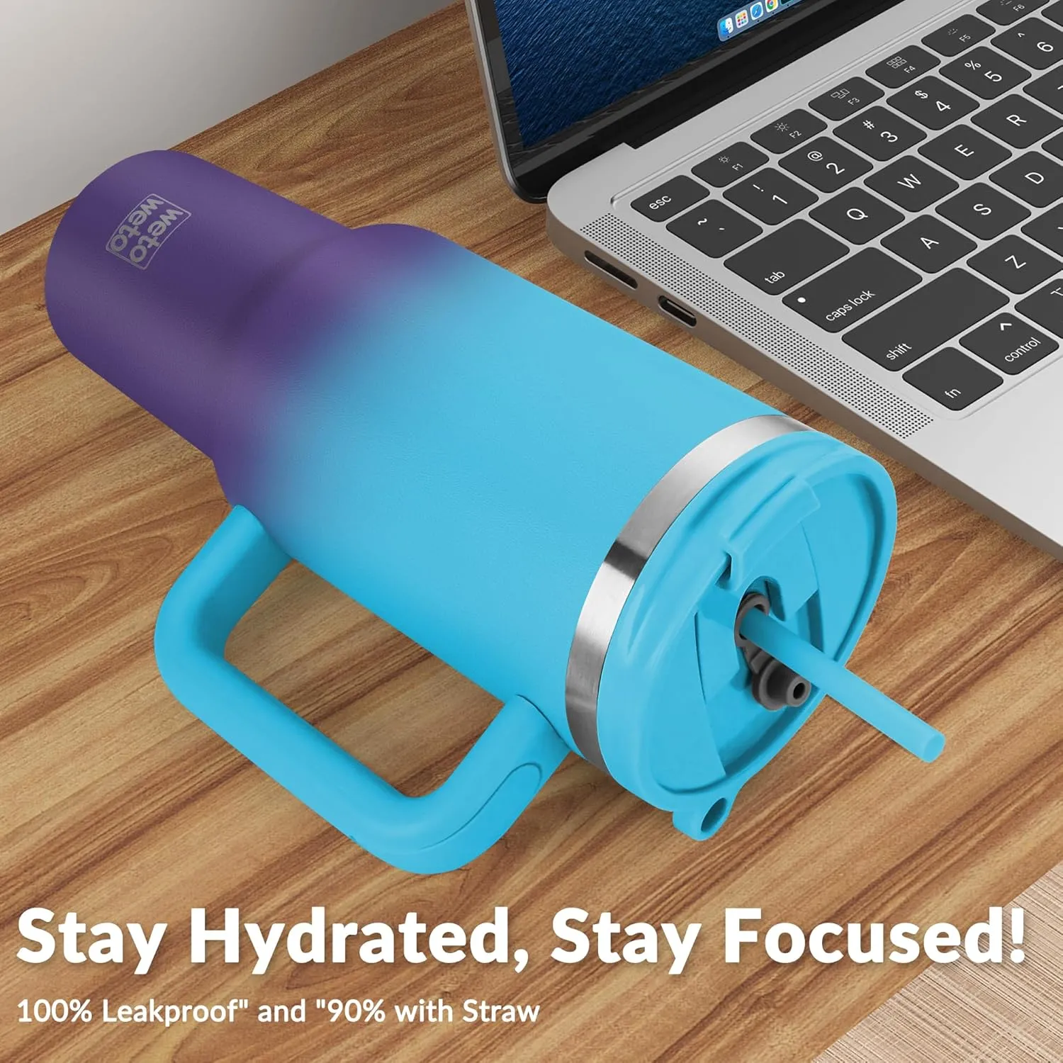 40oz Tumbler with Handle | Insulated Stainless Steel Travel Mug | 34Hrs Cold & 10Hrs Hot Retention | 100% Leakproof Lid & Straw | Dishwasher Safe   Car Cup Holder Fit (Light Blue Violet Gradient)