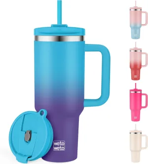 40oz Tumbler with Handle | Insulated Stainless Steel Travel Mug | 34Hrs Cold & 10Hrs Hot Retention | 100% Leakproof Lid & Straw | Dishwasher Safe   Car Cup Holder Fit (Light Blue Violet Gradient)