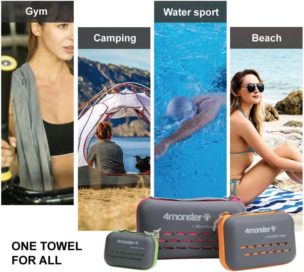 4Monster Camping Towels Super Absorbent, Fast Drying Microfiber Travel Towel, Quick Dry Ultra Soft Compact Gym Towel for Swimming Beach Hiking Yoga Travel Sports Backpack (59.00" x 30.00", Lake-green)