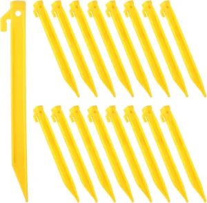 50 Pcs Plastic Tent Stakes, 9 Inch Heavy Duty Tent Pegs, High Strength Triangular Garden Stakes, Spike Hook Canopy Stakes for Secure Rope Tie-Down, Ideal for Camping, Outdoor Activities