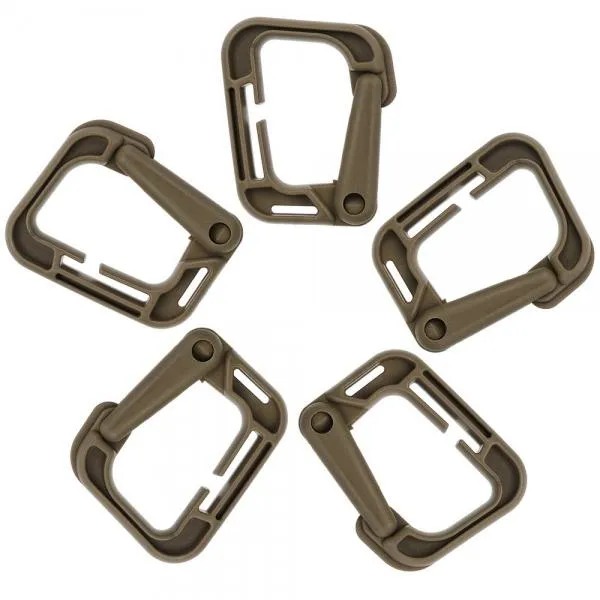 5pcs Outdoor High-Strength Nylon Carabiner for Molle Backpack Khaki