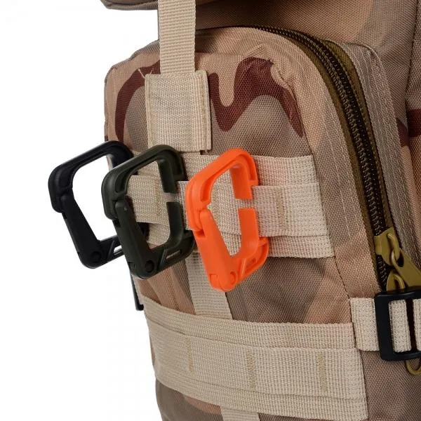 5pcs Outdoor High-Strength Nylon Carabiner for Molle Backpack Khaki