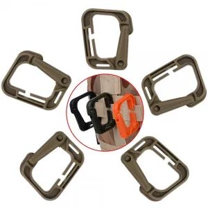 5pcs Outdoor High-Strength Nylon Carabiner for Molle Backpack Khaki