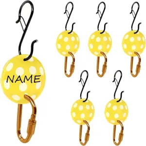 6 Pack Baseball Bag Hook for Fence – Heavy-Duty Sports Fence Hook with Double-Layer Acrylic Tags, Bat Backpack Hanger with Carabiner Clip for Baseball Softball Gear (Pickleball Pattern)