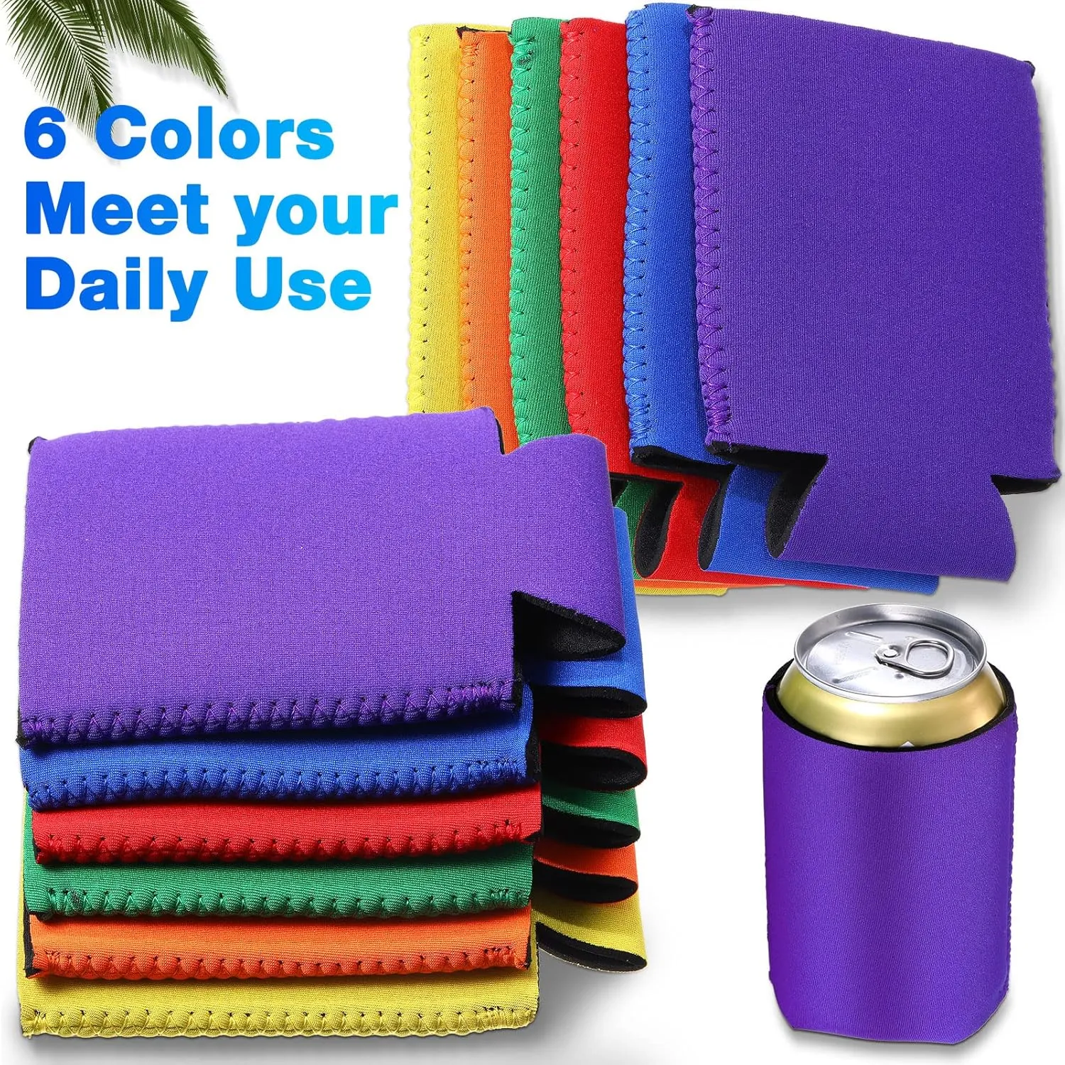 60 Packs Blank Can Cooler Sleeves Soda Can Covers Neoprene Can Sleeve Drink Insulator Sleeve Collapsible Can Coolers for Parties, Events or Weddings (Multicolor)