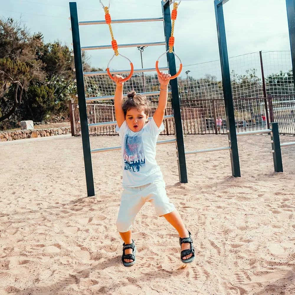 7 Colorful Ninja Rings Fitness Gymnastic Rings Backyard Playground Training Equipment Play Set For Kids Adult, Funny Jungle Gym Fist Swing Monkey Bars Ninja Warrior Obstacle Course Trapeze Accessories
