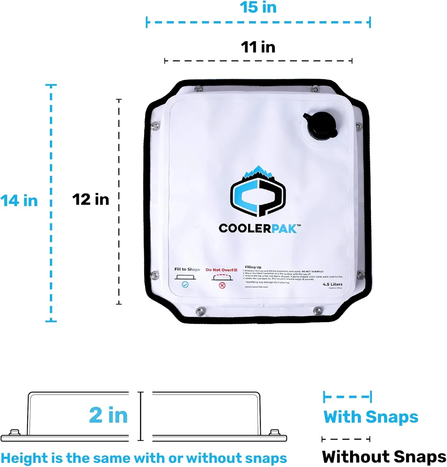 7lb, 10lb, 15lb Refillable Reusable Ice Pack – Stays Cold for Up to 5 Days – Non-Toxic, Leakproof, and Suitable for Potable Drinking Water – Built Tough, Rolls Up for Easy Storage
