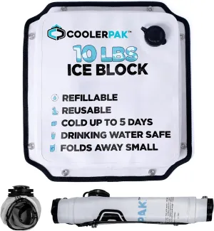 7lb, 10lb, 15lb Refillable Reusable Ice Pack – Stays Cold for Up to 5 Days – Non-Toxic, Leakproof, and Suitable for Potable Drinking Water – Built Tough, Rolls Up for Easy Storage