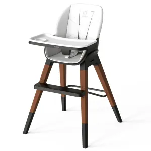 8 in 1 Highchair, Convertible Wooden Baby High Chair with Tray, Adjustable High Chair for Babies and Toddlers, Easy to Clean, Grow with Family|Booster|Learning Table|High Stool