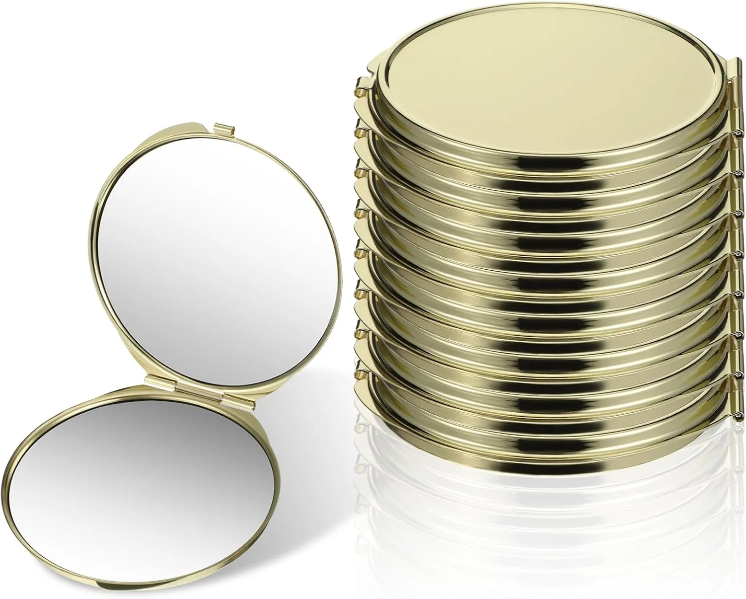 8 Pcs Portable Folding Compact Mirror Bulk with 1X 2X Magnification Double Sided Mini Travel Makeup Mirror for Women Bridesmaid Gifts