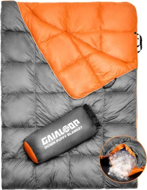 80% Duck Down GAIALOOP Down Puffy Blanket for Car Camping Outdoor Travel Backpacking, 80% Duck Down & 20% Feather, Lightweight Portable Soft Warm Cozy Duck Down Camping Blanket Quilt