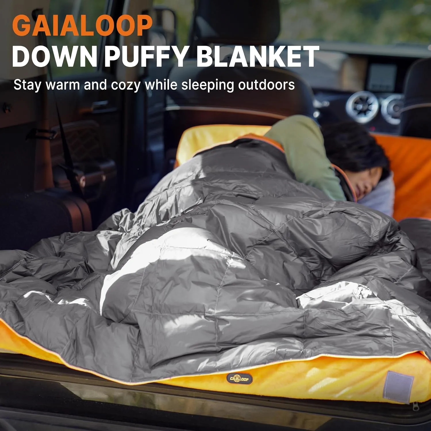 80% Duck Down GAIALOOP Down Puffy Blanket for Car Camping Outdoor Travel Backpacking, 80% Duck Down & 20% Feather, Lightweight Portable Soft Warm Cozy Duck Down Camping Blanket Quilt