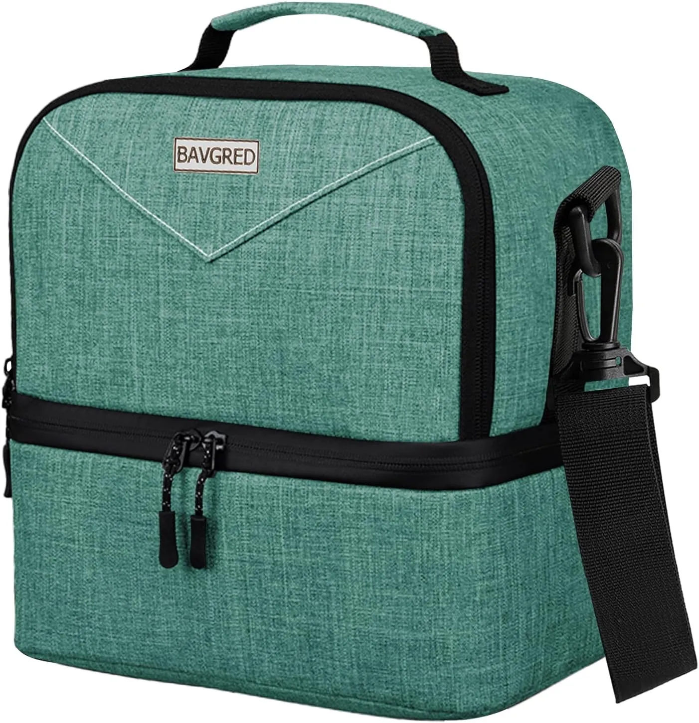 9.8L Insulated Lunch Bag Women Double Deck Lunch Box Leakproof Lunch Cooler Tote for Women Men Work (Green)