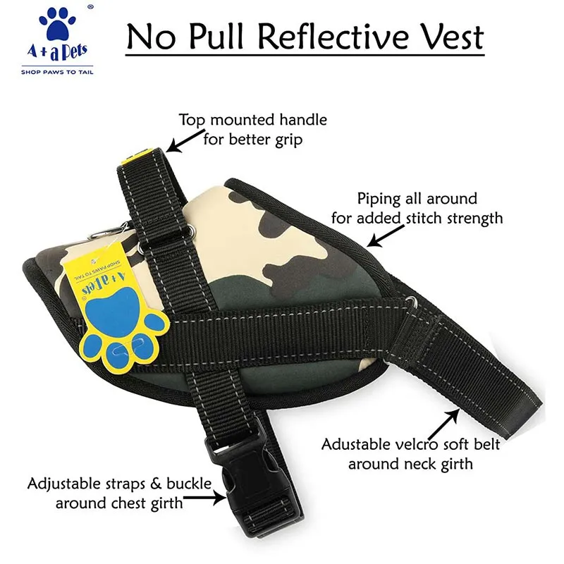 A a Pets' No Pull Escape Proof Reflective Vest Harness for Dogs