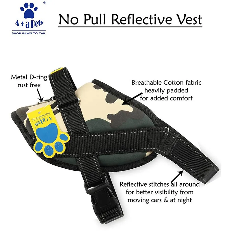 A a Pets' No Pull Escape Proof Reflective Vest Harness for Dogs