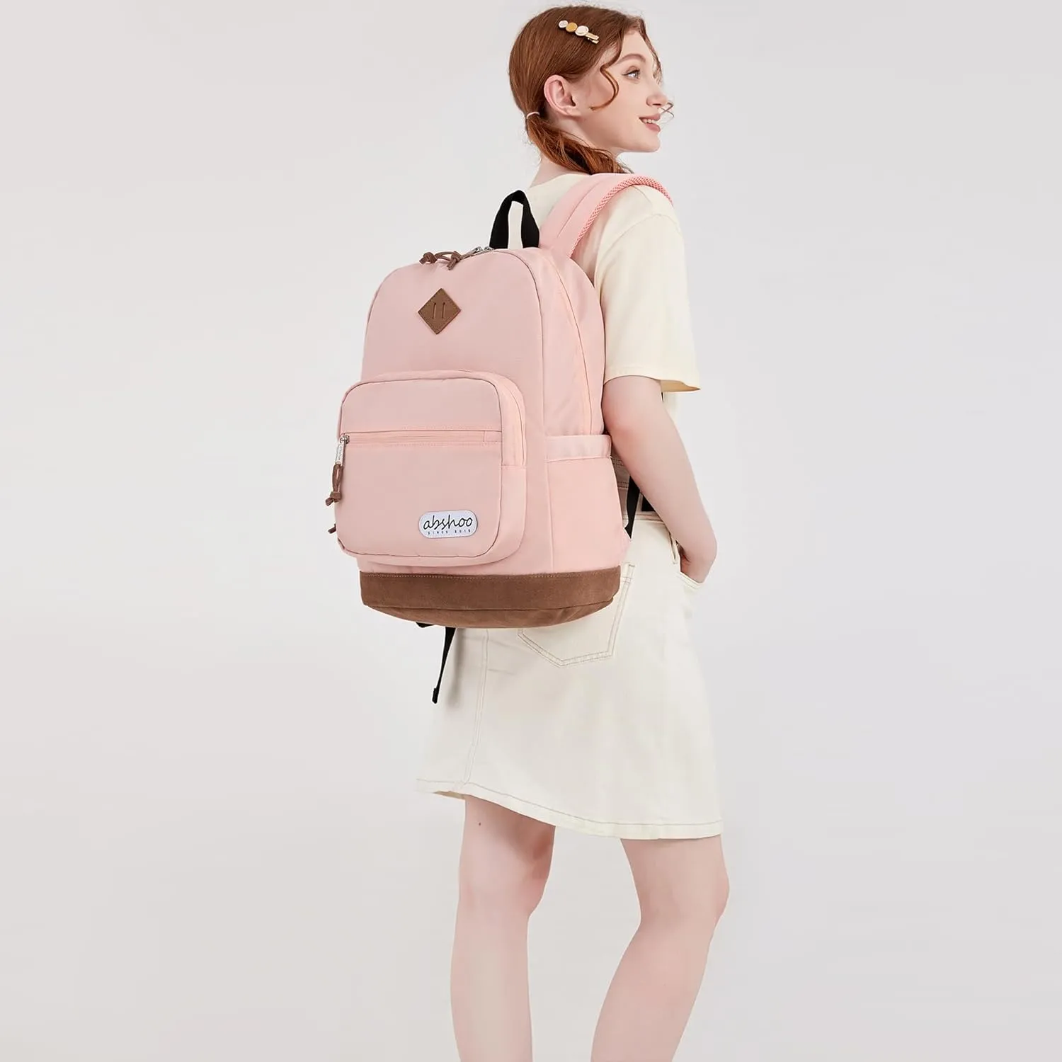 abshoo Classic Travel Backpack for Women Middle High School Backpack for Teen Girls Bookbag (Pink)