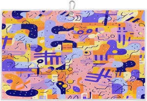 Abstract Art Graphics Golf Towel with Heavy Duty Carabiner Clip Quick Dry Ultra Absorbent Club Ball Cleaning Towel Golf Accessories for Men Women