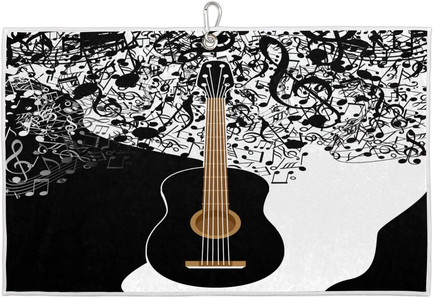 Abstract Guitar Notes Golf Towel with Heavy Duty Carabiner Clip Quick Dry Ultra Absorbent Club Ball Cleaning Towel Golf Accessories for Men Women