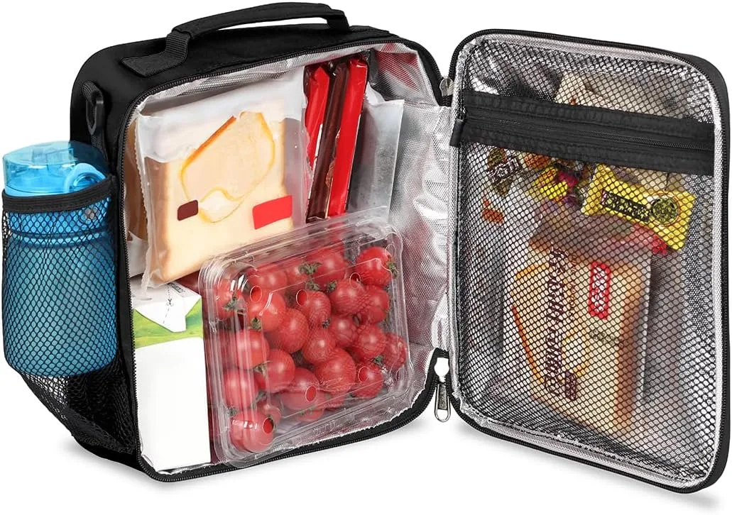 Abstract Ice fiery Wolf Lunch Box for Kids Boys, Reusable Insulated Lunch Bag Thermal Lunchbox Cooler Tote Handbag with Removable Adjustable Shoulder Strap for Adults Women Men Picnic Work School