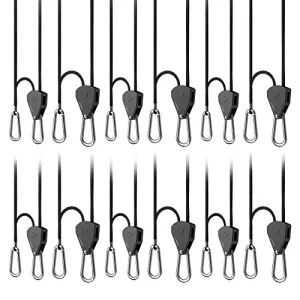 AC Infinity, Adjustable 1/8” Rope Hanger, Heavy-Duty Stainless Steel Gears Ratchets, 150 lbs Weight Capacity, 6 Pairs