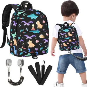 Accmor Toddler Backpack with Leash, Cute Dinosaur Kids Backpack   Anti Lost Wrist Link, Mini Child Backpack Leash Baby Walking Harness for Outdoor Travel, Adorable Backpack Tether for Boys Age 1-3