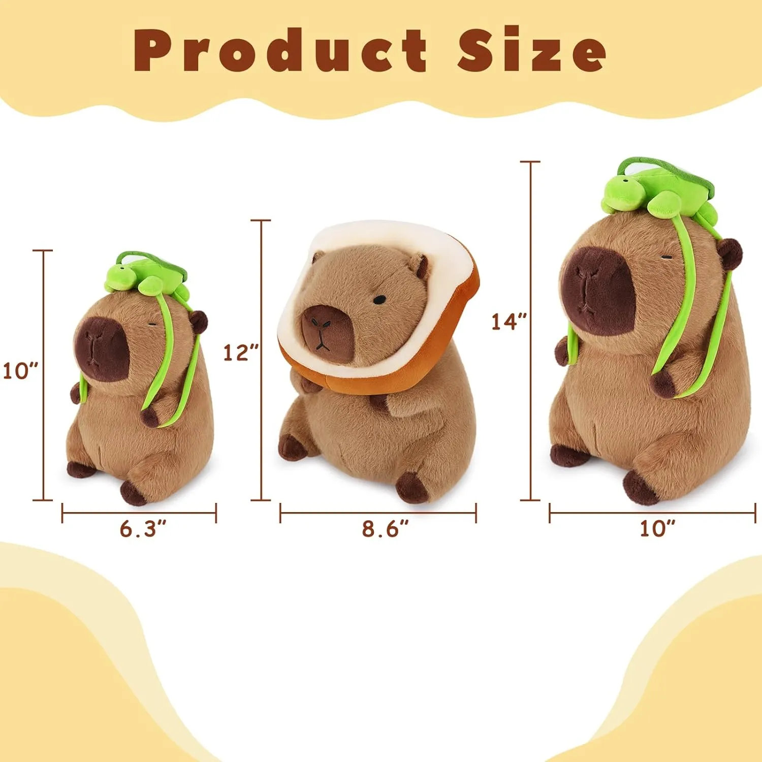 Achwishap Capybara Plush,Cute Plushies Capybara Stuffed Animal,Soft Capybaras Plush Toys,Kawaii Plushie Stuffed Toys with Turtle Backpack Plushies Gifts for Kids Adults Birthday(Capybara Turtle,10”)