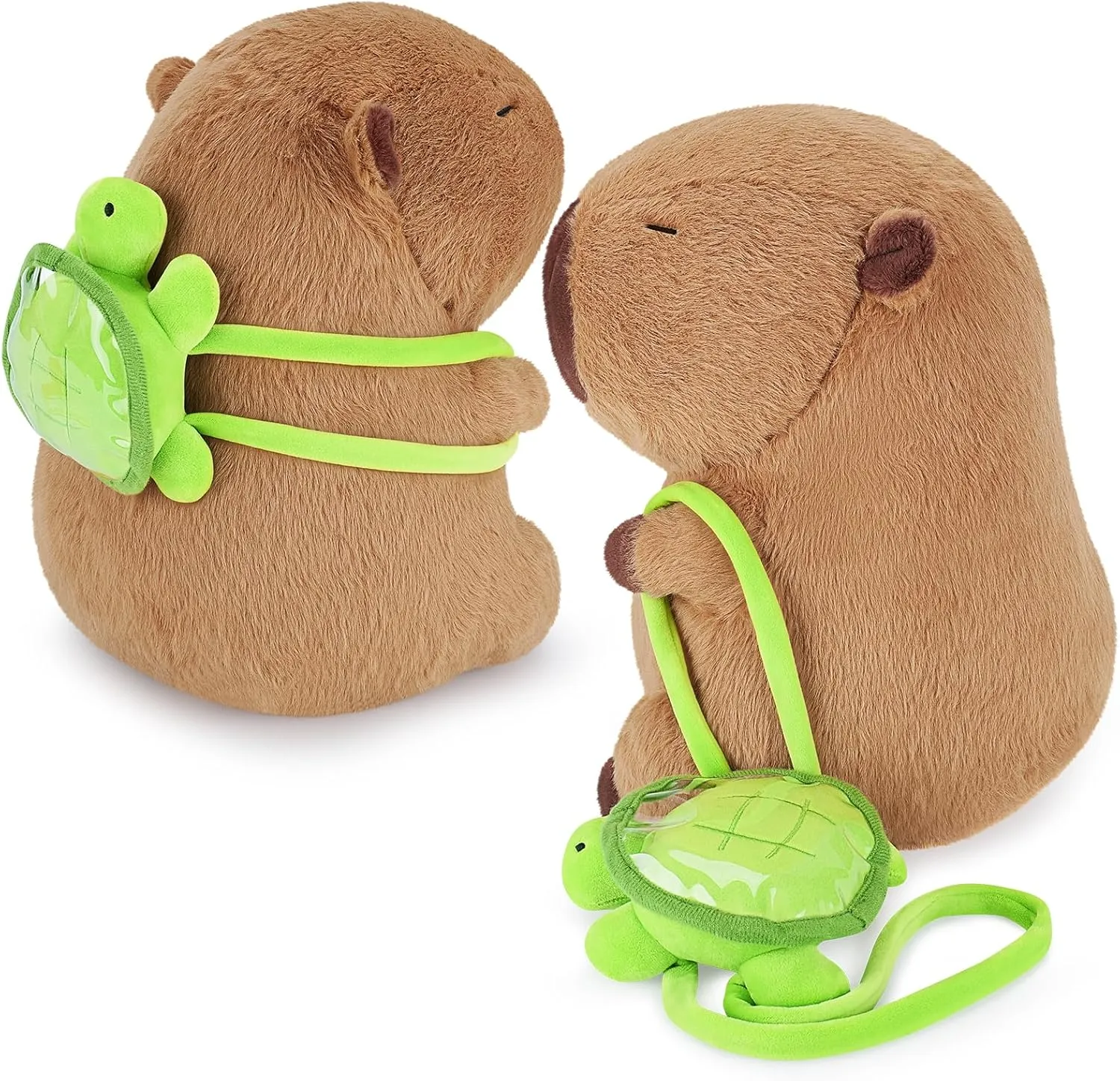 Achwishap Capybara Plush,Cute Plushies Capybara Stuffed Animal,Soft Capybaras Plush Toys,Kawaii Plushie Stuffed Toys with Turtle Backpack Plushies Gifts for Kids Adults Birthday(Capybara Turtle,10”)