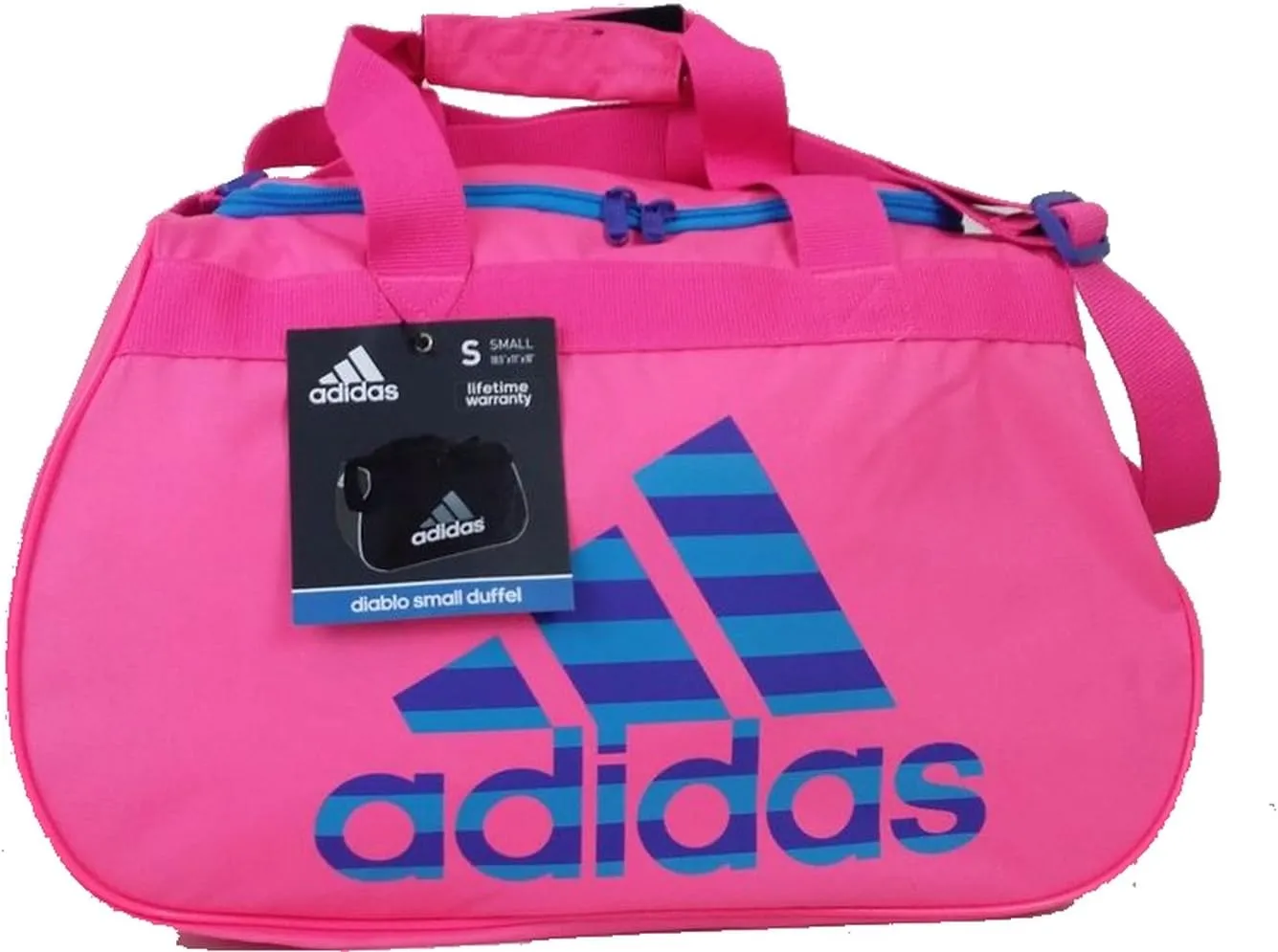 Adidas Diablo II Duffel Gym Bag Luggage Solar Pink Blue Small