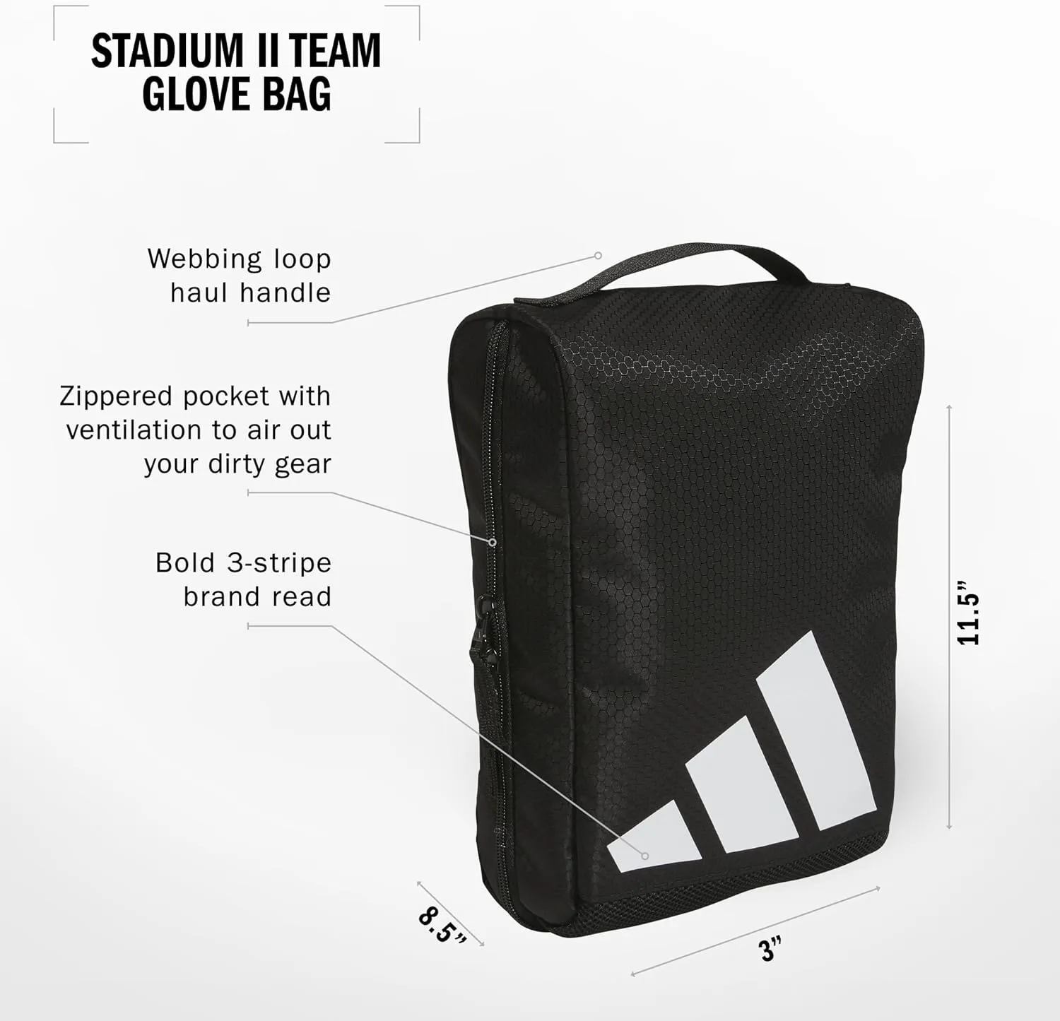 adidas Stadium 2 Team Glove Bag, Black/White/2, One Size