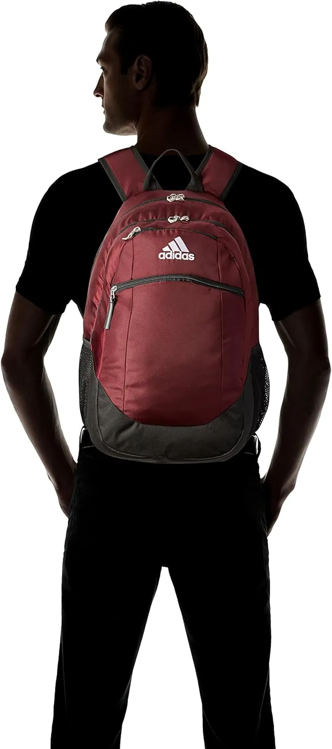 adidas Striker Sports Backpack for Soccer and More, Workout Bag for Men and Women, Team Maroon/Black/White, One Size