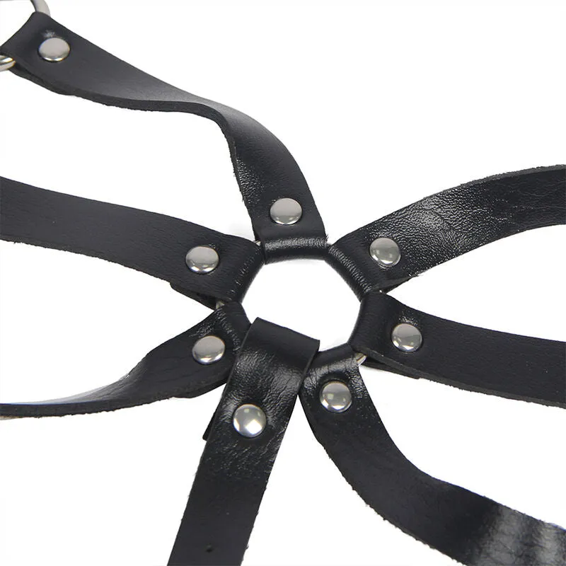 Adjustable Black Leather Body Harness