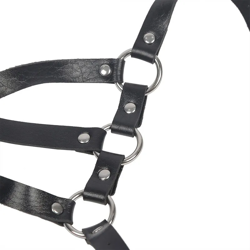 Adjustable Black Leather Body Harness