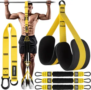 Adjustable Heavy Duty Resistance Bands for Pull Up Assistance - 3 Bands, Comfortable Fabric Feet/Knee Rest, Home Fitness, Body Stretching, Chin Up