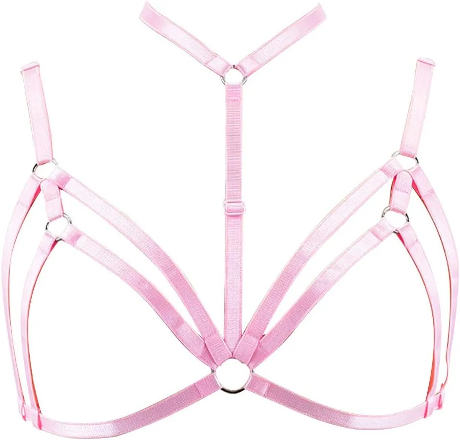 Adjustable Plus Size Punk Gothic Clothing Carnival Party Body Harness Bra Women Caged Bralette