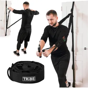 Adjustable Resistance Band Anchor - Door Anchor with 5 Loops & Metal Rings, Durable Nylon Strap for Full-Body Workouts