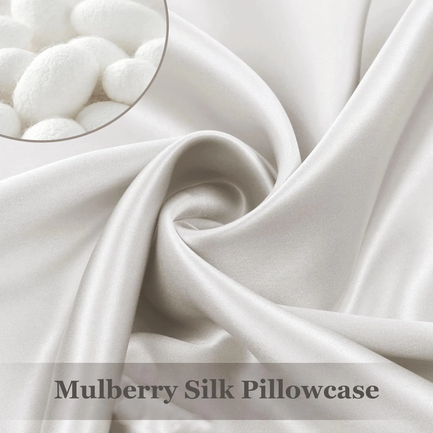 Adubor Silk Pillowcase for Hair and Skin with Hidden Zipper, Both Sides 23 Momme Silk Pillow Case, Standard Size 20×26 inches, Lvory White, 2PCS