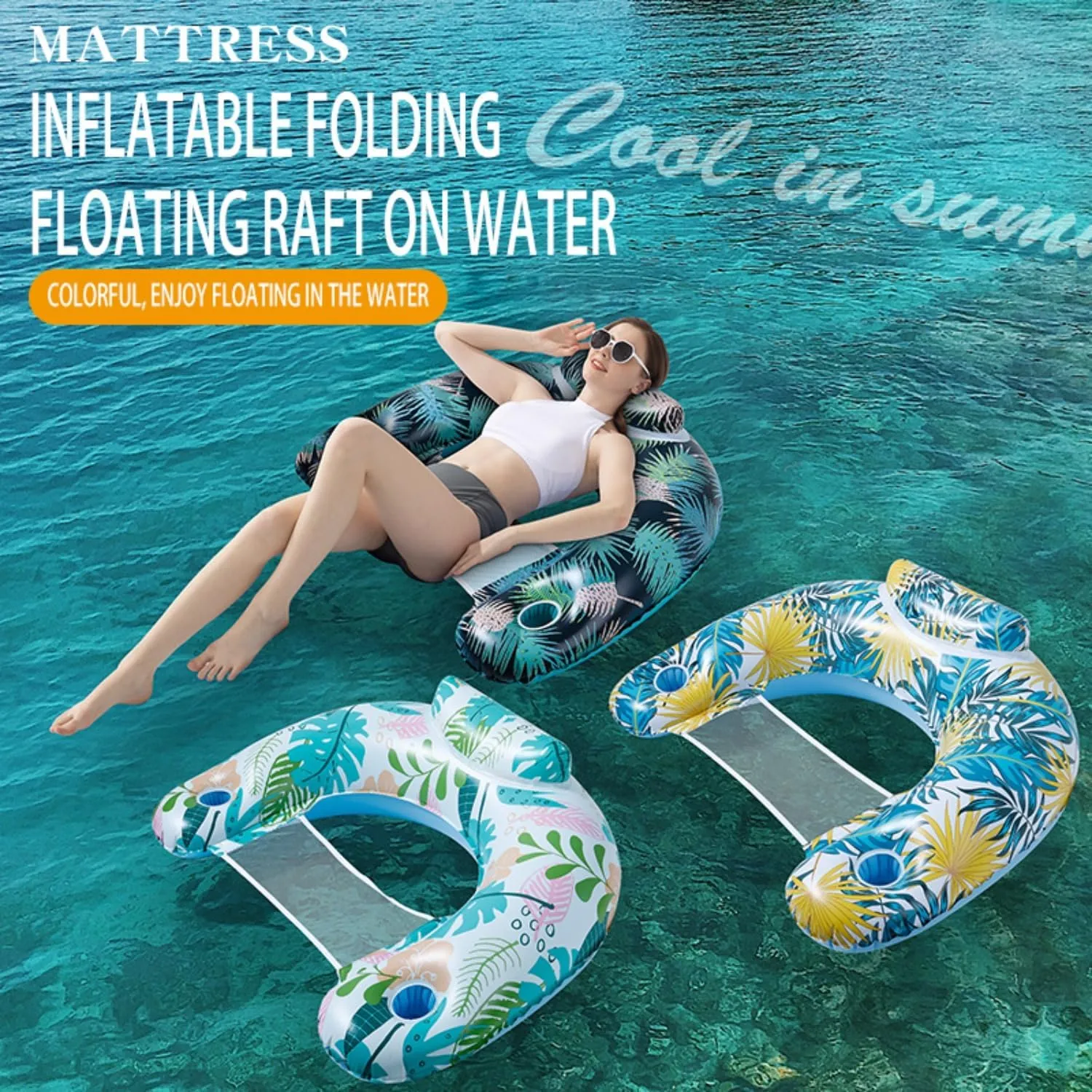 Adult Pool Floats Inflatable Pool Float Chairs Pool Chairs with Cup Holders Pool Floaties for Adults in Summer Tanning Beach Pool Toys