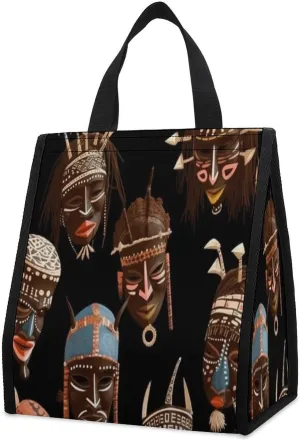 African Ritual Ethnic Tribal Lunch Bag Insulated Backpack Collapsible And Reusable Cooler Bags for Men Women