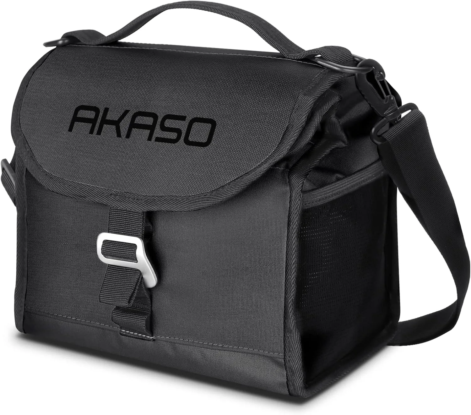 AKASO Insulated Cooler Lunch Bag Packable Lunch Box 12 Can Cooler Bag with Adjustable Shoulder Strap for Office Picnic, Black