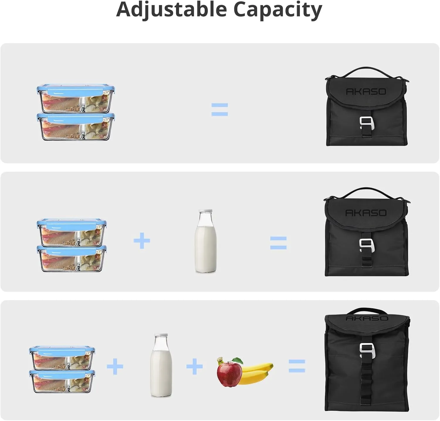 AKASO Insulated Cooler Lunch Bag Packable Lunch Box 12 Can Cooler Bag with Adjustable Shoulder Strap for Office Picnic, Black