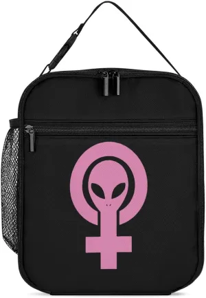 Alien Feminist Symbol Insulated Lunch Bag Cooler Bag Portable Leakproof Lunch Box Adjustable Handbag Meal Tote with Handle
