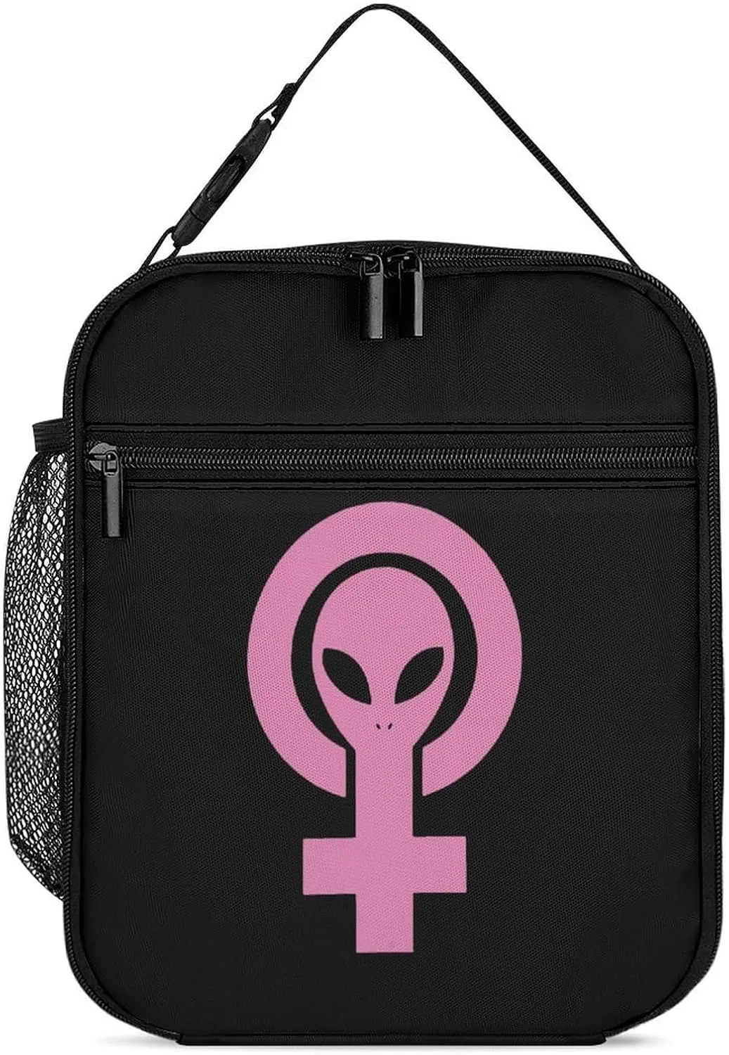 Alien Feminist Symbol Insulated Lunch Bag Cooler Bag Portable Leakproof Lunch Box Adjustable Handbag Meal Tote with Handle