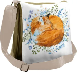 Ambesonne Fox Messenger Bag, Sleeping Fox Watercolors, Unisex Cross-body