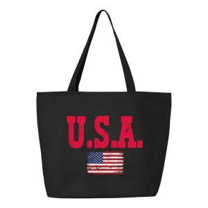 America Flag Tote Bag, 2024 Election Bag, Register to Vote Bag, Voter Rope Bag, Election Bag, (Zippered Canvas Bag 25L 20"W x 15"H x 5"D. 25" self-fabric handle. 11" handle drop.)