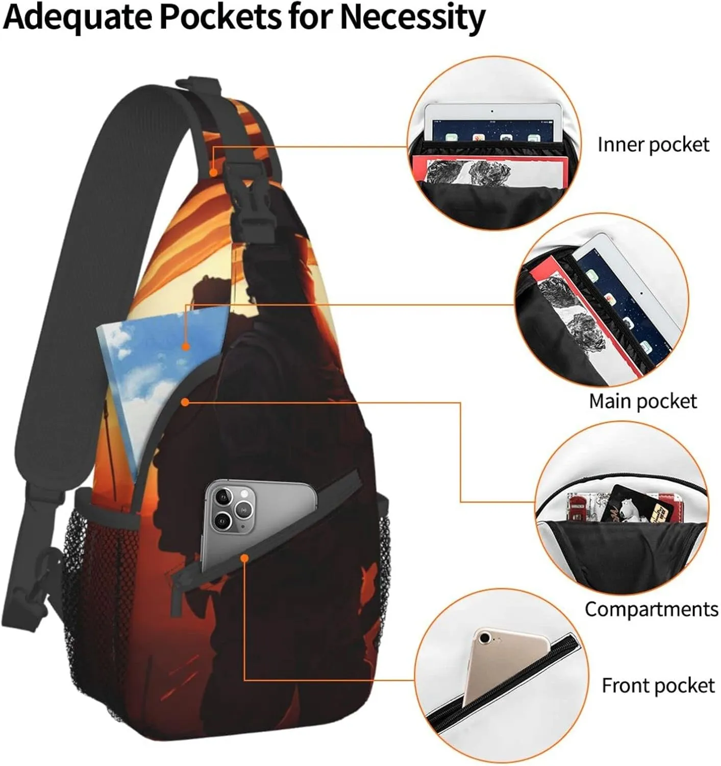 American Flag Veterans Day Outdoor Cross-body Shoulder Bag, Unisex Backpack For Women Men Young Hiking Travel