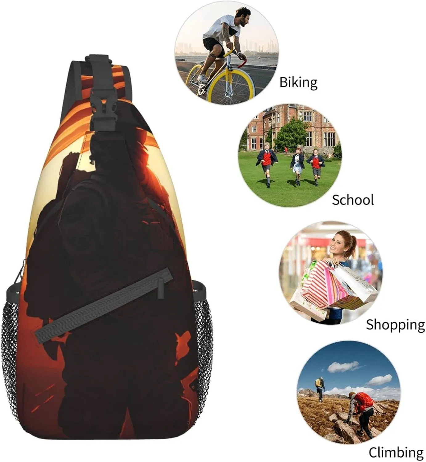 American Flag Veterans Day Outdoor Cross-body Shoulder Bag, Unisex Backpack For Women Men Young Hiking Travel