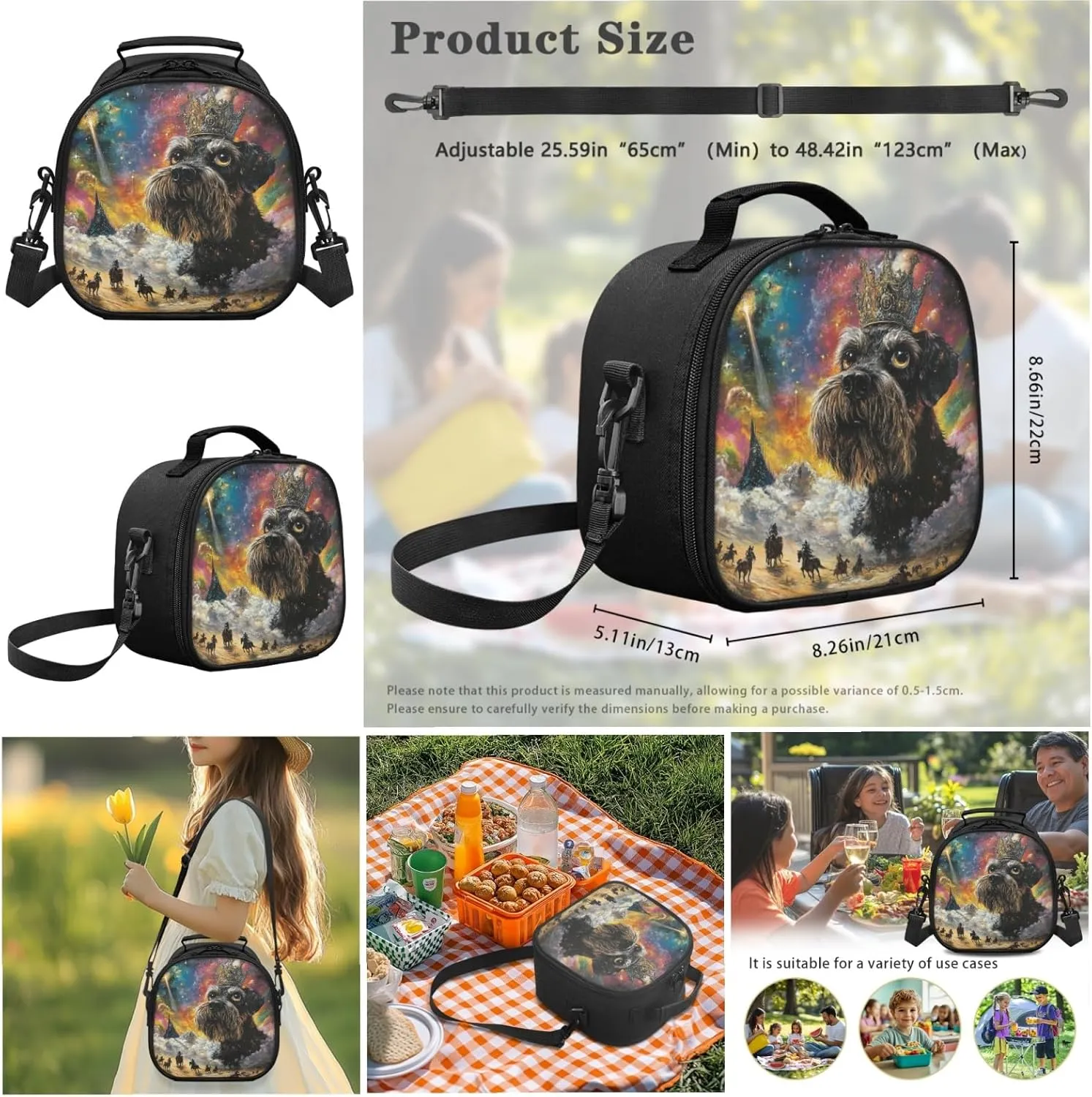 AmzPrint Miniature Schnauzer Dog Bookbag With Lunch Box Bags Set For Students Girls Boys Junior High School Backpack Set