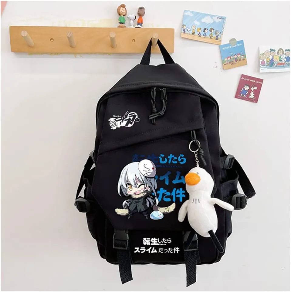 Anime Tensei Shitara Slime Datta Ken Rimuru Tempest Backpack Kawaii Backpack With Pendant Cosplay (1)