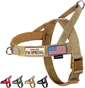 Annchwool No Pull Dog Harness with Soft Padded Handle,Reflective Strip Escape Proof and Quick Fit to Adjust Dog Harness,Easy for Training Walking for Small & Medium and Large Dogs(Brown,XS,1 In Width)